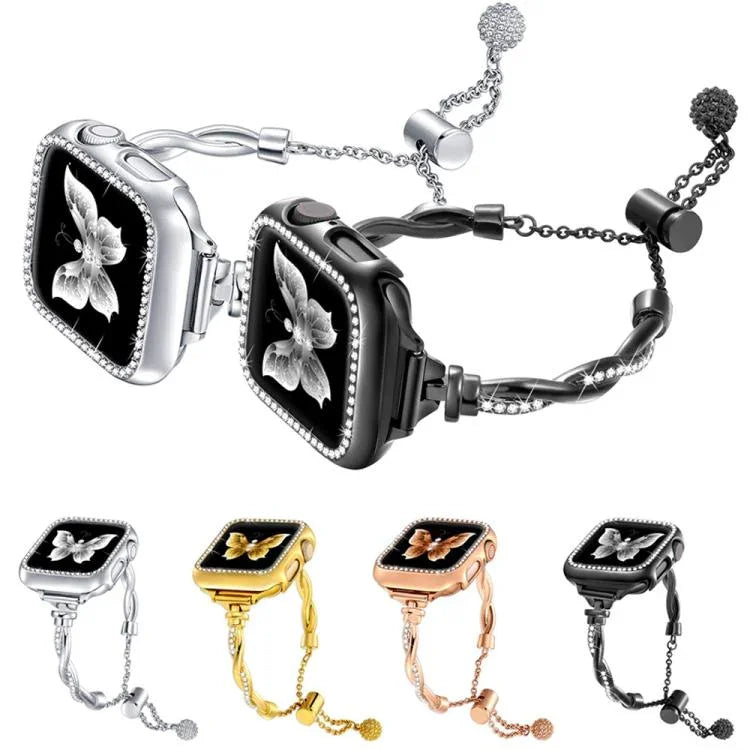 xDfind Twist Armband mit Diamanten, Metallarmband, für Apple Watch 42 / 44 / 45 / 46 / 49 mm, für Apple Watch 38 / 40 / 41 / S10 42 mm