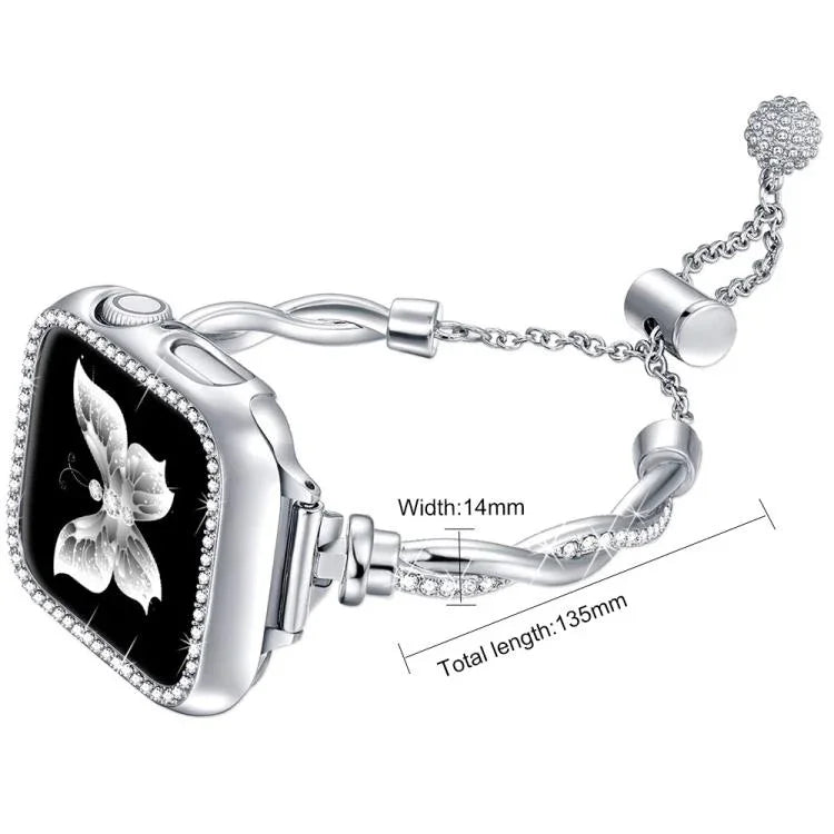 xDfind Twist Armband mit Diamanten, Metallarmband, für Apple Watch 42 / 44 / 45 / 46 / 49 mm, für Apple Watch 38 / 40 / 41 / S10 42 mm
