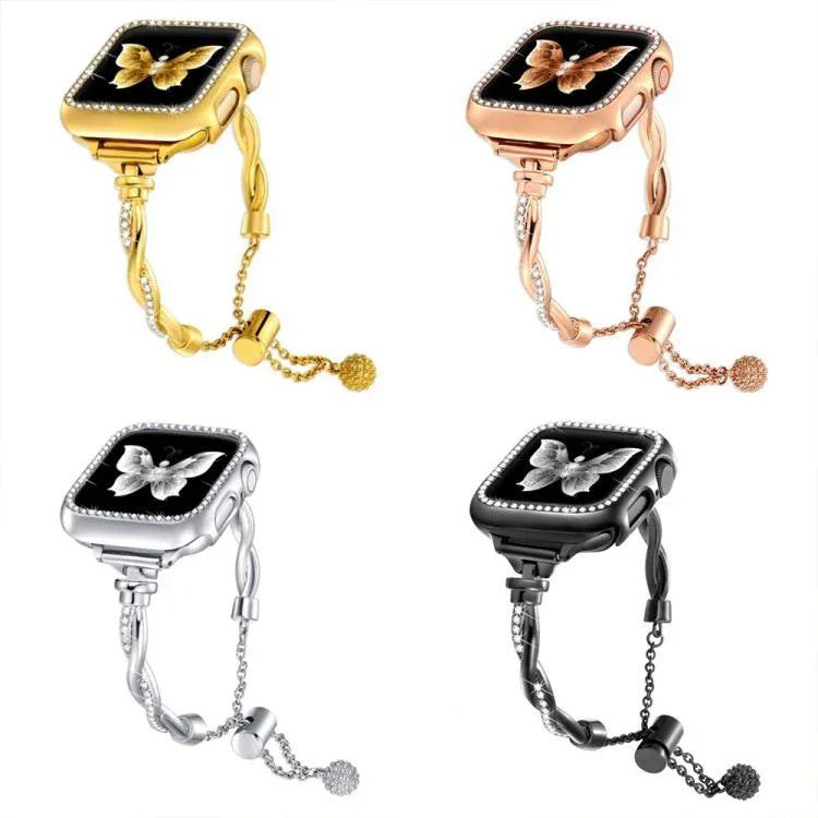 xDfind Twist Armband mit Diamanten, Metallarmband, für Apple Watch 42 / 44 / 45 / 46 / 49 mm, für Apple Watch 38 / 40 / 41 / S10 42 mm