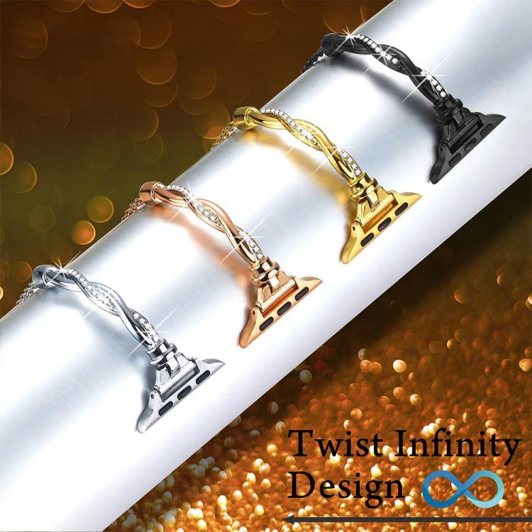 xDfind Twist Armband mit Diamanten, Metallarmband, für Apple Watch 42 / 44 / 45 / 46 / 49 mm, für Apple Watch 38 / 40 / 41 / S10 42 mm