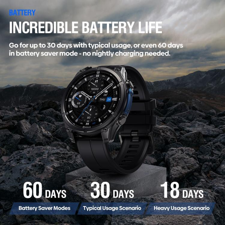 Zeblaze Vibe 8 Robuste Outdoor-Smartwatch mit 1,43-Zoll-Display, 5 ATM &amp; IP69K Wasserdichtigkeit und integrierter Taschenlampe