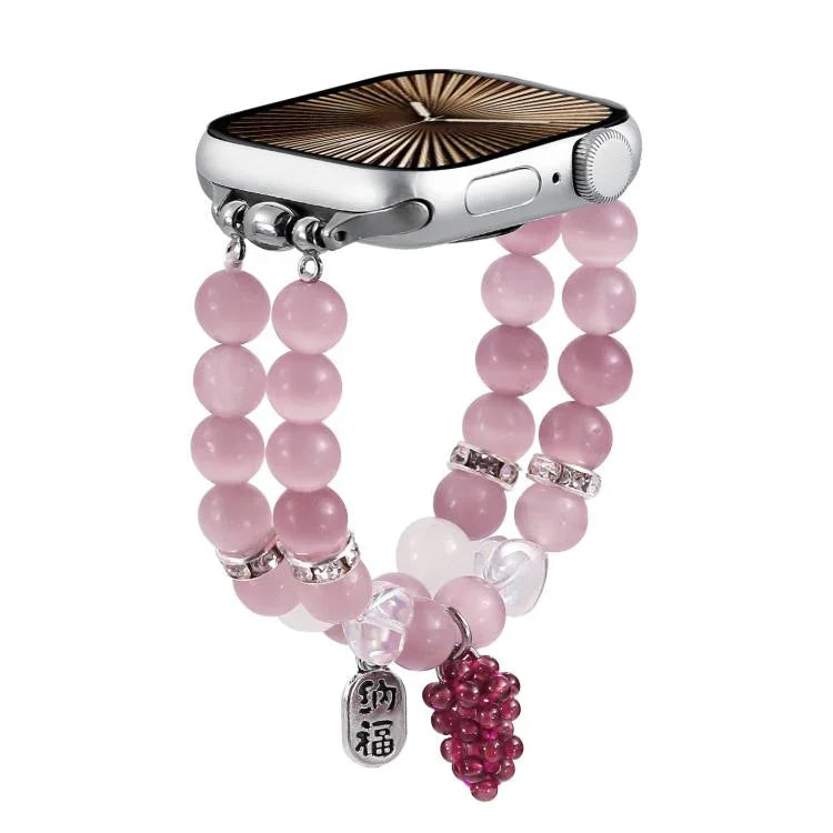 Armband mit Katzenaugen-Steinperlen, passend für Apple Watch 46 mm / 49 mm / 45 mm / 44 mm und 42 mm / 41 mm / 40 mm / 38 mm