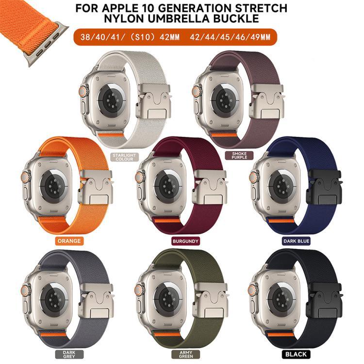 xDfind Stretch-Nylon-Uhrenarmband mit Fallschirmschnalle, passend für Apple Watch 42 / 44 / 45 / 46 / 49 mm, Apple Watch 38 / 40 / 41 / S10 42 mm