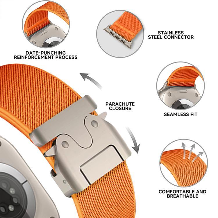 xDfind Stretch-Nylon-Uhrenarmband mit Fallschirmschnalle, passend für Apple Watch 42 / 44 / 45 / 46 / 49 mm, Apple Watch 38 / 40 / 41 / S10 42 mm