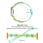 Uhrenarmband mit Hanfseil und gewebten Blumen, Kordelzug, für Apple Watch 46 mm / 49 mm / 45 mm / 44 mm, für Apple Watch 42 mm / 41 mm / 40 mm / 38 mm