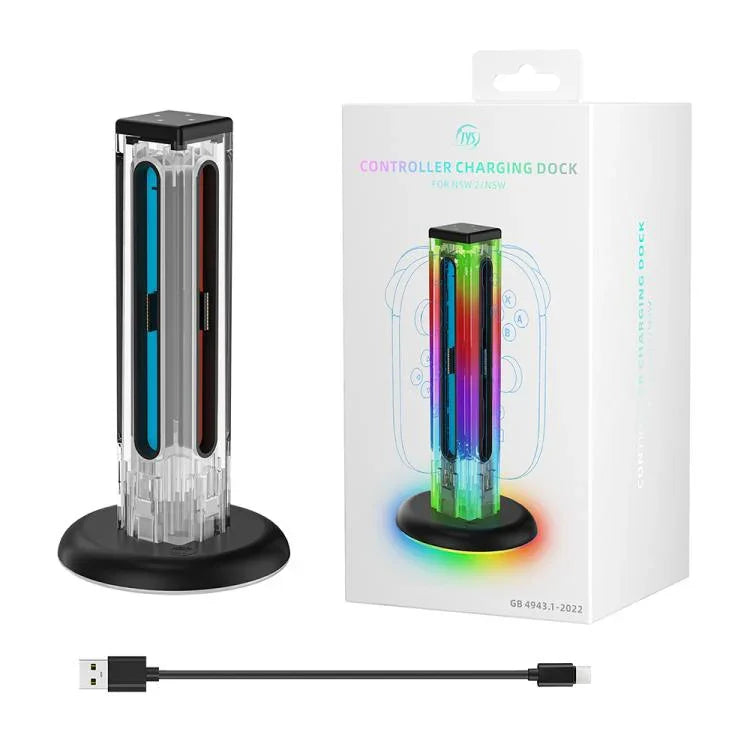 JYS NS2318 4-in-1 Gamecontroller-Ladestation mit RGB-Licht, für Nintendo Switch 1 / 2, JYS-NS2318