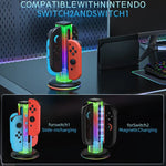JYS NS2318 4-in-1 Gamecontroller-Ladestation mit RGB-Licht, für Nintendo Switch 1 / 2, JYS-NS2318