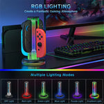 JYS NS2318 4-in-1 Gamecontroller-Ladestation mit RGB-Licht, für Nintendo Switch 1 / 2, JYS-NS2318