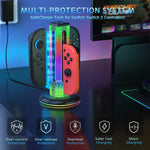 JYS NS2318 4-in-1 Gamecontroller-Ladestation mit RGB-Licht, für Nintendo Switch 1 / 2, JYS-NS2318