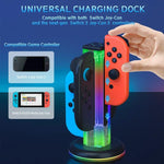 JYS NS2318 4-in-1 Gamecontroller-Ladestation mit RGB-Licht, für Nintendo Switch 1 / 2, JYS-NS2318