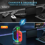 JYS NS2318 4-in-1 Gamecontroller-Ladestation mit RGB-Licht, für Nintendo Switch 1 / 2, JYS-NS2318