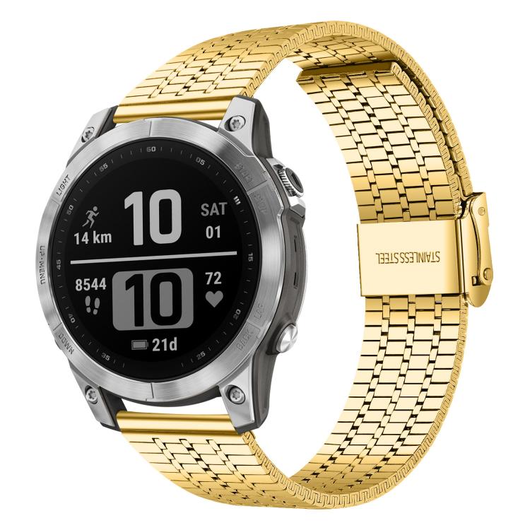 xDfind Seven Beads Buckle Stainless Steel Watch Band, For Garmin Fenix 8 / 7X / 6X / 5X 26mm, For Garmin Fenix 8 / 7 / 6 / 5 22mm