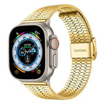 xDfind Edelstahl-Uhrenarmband mit sieben Perlen und Dornschließe, passend für Apple Watch 42 / 44 / 45 / 46 / 49 mm, Apple Watch 38 / 40 / 41 / S10 42 mm