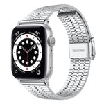 xDfind Edelstahl-Uhrenarmband mit sieben Perlen und Dornschließe, passend für Apple Watch 42 / 44 / 45 / 46 / 49 mm, Apple Watch 38 / 40 / 41 / S10 42 mm