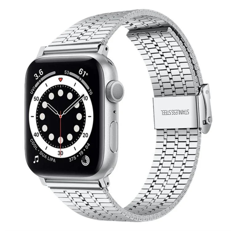 xDfind Edelstahl-Uhrenarmband mit sieben Perlen und Dornschließe, passend für Apple Watch 42 / 44 / 45 / 46 / 49 mm, Apple Watch 38 / 40 / 41 / S10 42 mm