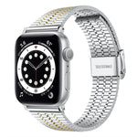 xDfind Edelstahl-Uhrenarmband mit sieben Perlen und Dornschließe, passend für Apple Watch 42 / 44 / 45 / 46 / 49 mm, Apple Watch 38 / 40 / 41 / S10 42 mm