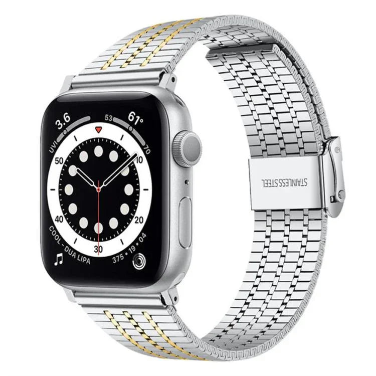 xDfind Edelstahl-Uhrenarmband mit sieben Perlen und Dornschließe, passend für Apple Watch 42 / 44 / 45 / 46 / 49 mm, Apple Watch 38 / 40 / 41 / S10 42 mm