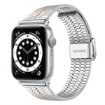 xDfind Edelstahl-Uhrenarmband mit sieben Perlen und Dornschließe, passend für Apple Watch 42 / 44 / 45 / 46 / 49 mm, Apple Watch 38 / 40 / 41 / S10 42 mm