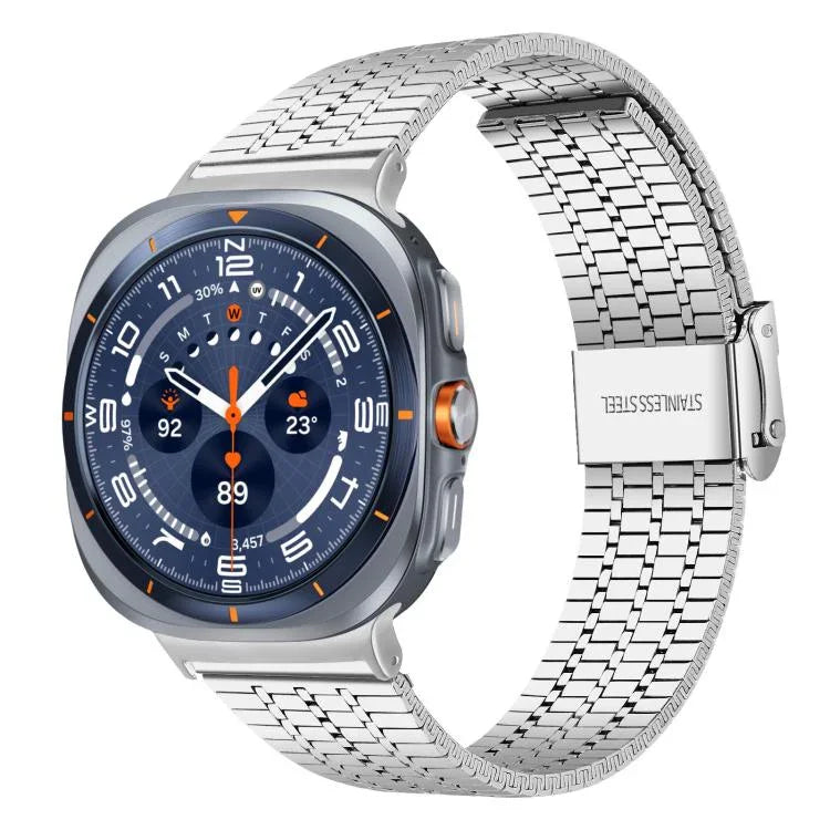 xDfind Edelstahl-Uhrenarmband mit sieben Perlen und Dornschließe, passend für Samsung Galaxy Watch Ultra / Ultra 2025, Samsung Galaxy Watch 8 / 8 Classic, Samsung Galaxy Watch 7 / 6 / 5 / FE