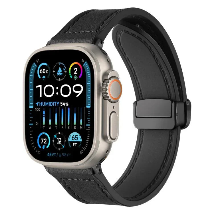 xDfind Silikonarmband mit Magnetverschluss und Crazy-Horse-Muster, passend für Apple Watch 42/44/45/46/49 mm, Apple Watch 38/40/41 und S10 42 mm