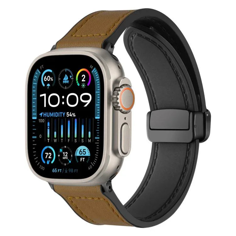xDfind Silikonarmband mit Magnetverschluss und Crazy-Horse-Muster, passend für Apple Watch 42/44/45/46/49 mm, Apple Watch 38/40/41 und S10 42 mm