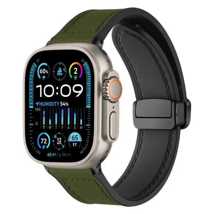 xDfind Silikonarmband mit Magnetverschluss und Crazy-Horse-Muster, passend für Apple Watch 42/44/45/46/49 mm, Apple Watch 38/40/41 und S10 42 mm