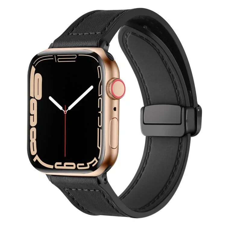 xDfind Silikonarmband mit Magnetverschluss und Crazy-Horse-Muster, passend für Apple Watch 42/44/45/46/49 mm, Apple Watch 38/40/41 und S10 42 mm