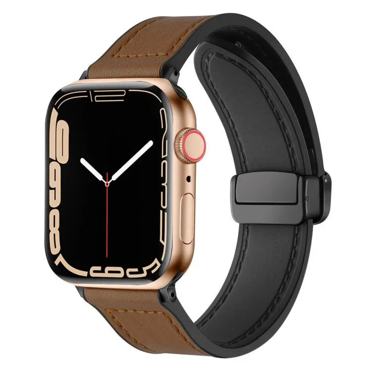 xDfind Silikonarmband mit Magnetverschluss und Crazy-Horse-Muster, passend für Apple Watch 42/44/45/46/49 mm, Apple Watch 38/40/41 und S10 42 mm