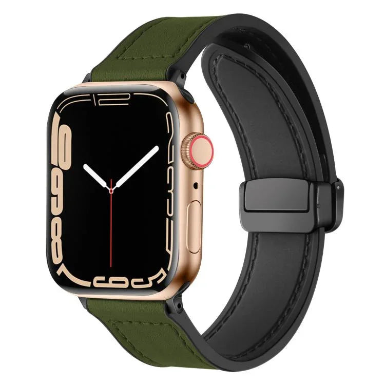 xDfind Silikonarmband mit Magnetverschluss und Crazy-Horse-Muster, passend für Apple Watch 42/44/45/46/49 mm, Apple Watch 38/40/41 und S10 42 mm