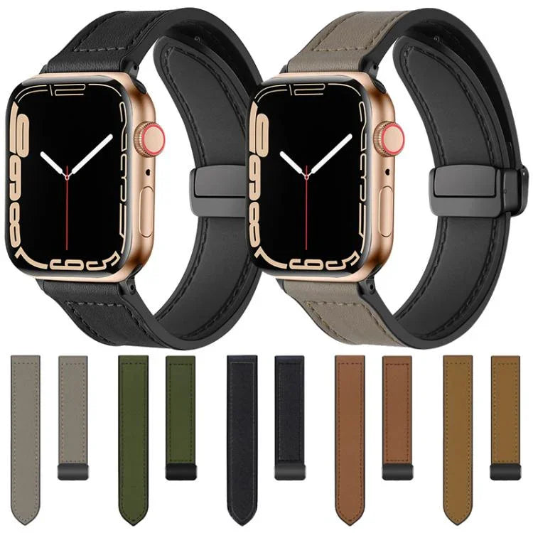 xDfind Silikonarmband mit Magnetverschluss und Crazy-Horse-Muster, passend für Apple Watch 42/44/45/46/49 mm, Apple Watch 38/40/41 und S10 42 mm