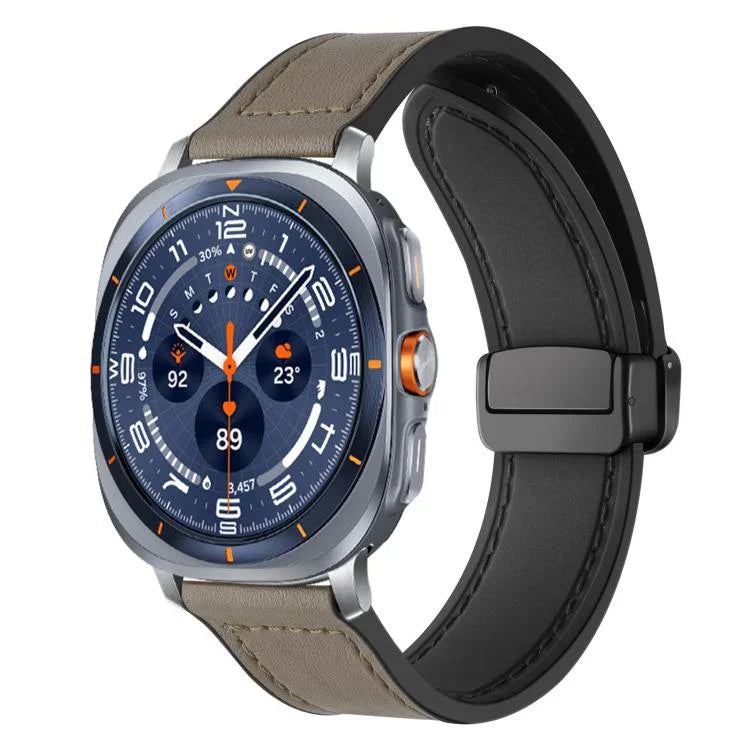 xDfind Crazy Horse Pattern Silicone Skin Magnetic Buckle Watch Band, For Samsung Galaxy Watch Ultra / Ultra 2025, For Samsung Galaxy Watch8 / 8 Classic