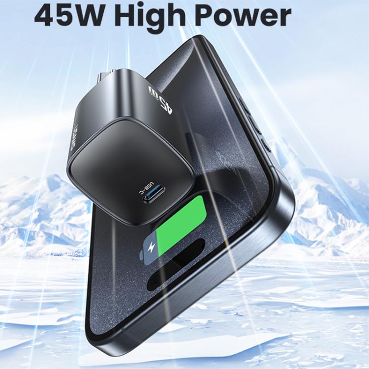 USAMS CC323 T66 45W USB-C / Typ-C GaN Schnellladegerät, EU Stecker, CC323