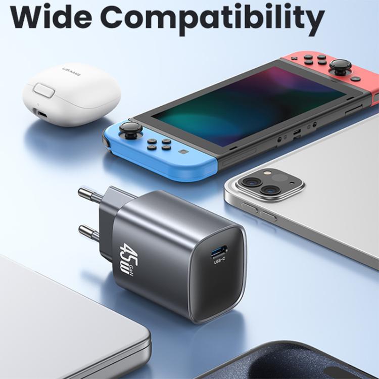 USAMS CC323 T66 45W USB-C / Typ-C GaN Schnellladegerät, EU Stecker, CC323