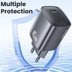 USAMS CC323 T66 45W USB-C / Typ-C GaN Schnellladegerät, EU Stecker, CC323