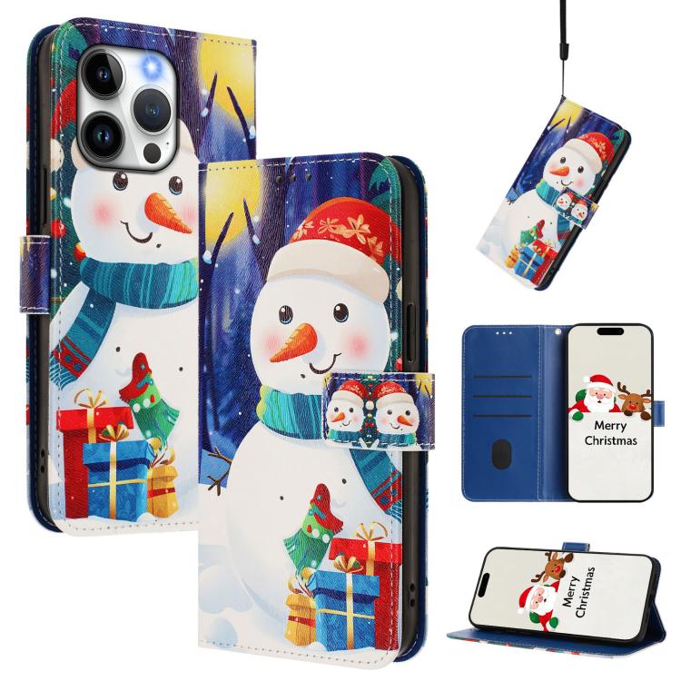 Weihnachtsserie Schnallen-Leder-Handyhülle mit Handschlaufe, Für iPhone 17e / 16e, Für iPhone 17 Pro Max, Für iPhone 17 Pro, Für iPhone 17, Für iPhone Air, Für iPhone 16 Pro Max, Für iPhone 16 Pro, Für iPhone 16 Plus