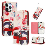 Weihnachtsserie Schnallen-Leder-Handyhülle mit Handschlaufe, Für iPhone 17e / 16e, Für iPhone 17 Pro Max, Für iPhone 17 Pro, Für iPhone 17, Für iPhone Air, Für iPhone 16 Pro Max, Für iPhone 16 Pro, Für iPhone 16 Plus
