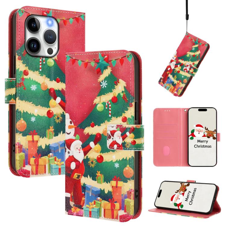 Weihnachtsserie Schnallen-Leder-Handyhülle mit Handschlaufe, Für iPhone 17e / 16e, Für iPhone 17 Pro Max, Für iPhone 17 Pro, Für iPhone 17, Für iPhone Air, Für iPhone 16 Pro Max, Für iPhone 16 Pro, Für iPhone 16 Plus
