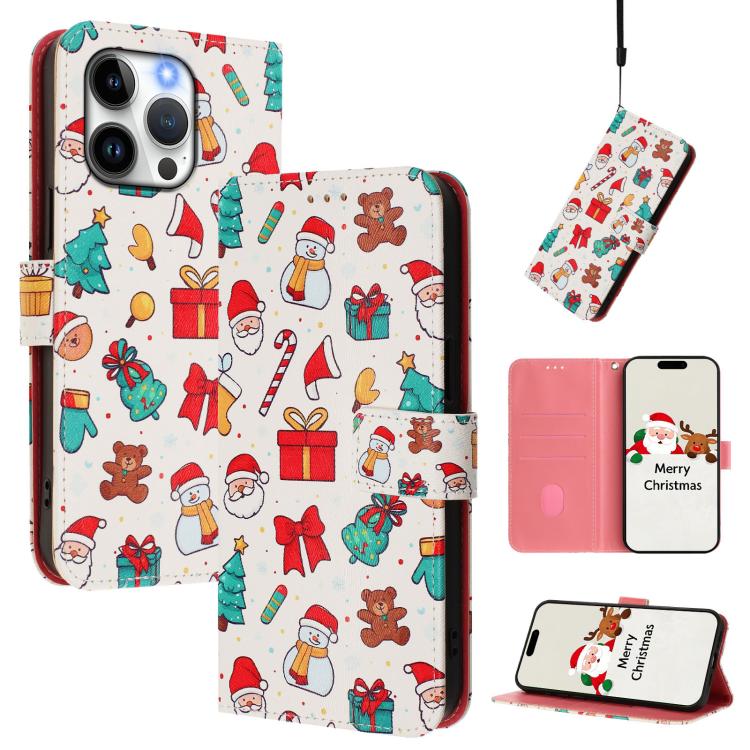 Weihnachtsserie Schnallen-Leder-Handyhülle mit Handschlaufe, Für iPhone 17e / 16e, Für iPhone 17 Pro Max, Für iPhone 17 Pro, Für iPhone 17, Für iPhone Air, Für iPhone 16 Pro Max, Für iPhone 16 Pro, Für iPhone 16 Plus