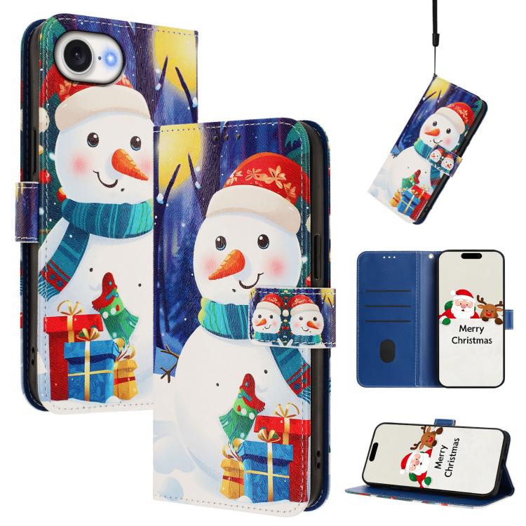Weihnachtsserie Schnallen-Leder-Handyhülle mit Handschlaufe, Für iPhone 17e / 16e, Für iPhone 17 Pro Max, Für iPhone 17 Pro, Für iPhone 17, Für iPhone Air, Für iPhone 16 Pro Max, Für iPhone 16 Pro, Für iPhone 16 Plus