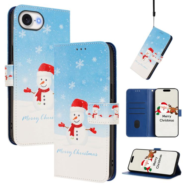 Weihnachtsserie Schnallen-Leder-Handyhülle mit Handschlaufe, Für iPhone 17e / 16e, Für iPhone 17 Pro Max, Für iPhone 17 Pro, Für iPhone 17, Für iPhone Air, Für iPhone 16 Pro Max, Für iPhone 16 Pro, Für iPhone 16 Plus