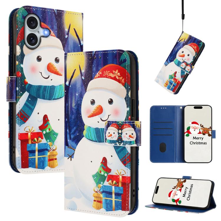 Weihnachtsserie Schnallen-Leder-Handyhülle mit Handschlaufe, Für iPhone 17e / 16e, Für iPhone 17 Pro Max, Für iPhone 17 Pro, Für iPhone 17, Für iPhone Air, Für iPhone 16 Pro Max, Für iPhone 16 Pro, Für iPhone 16 Plus
