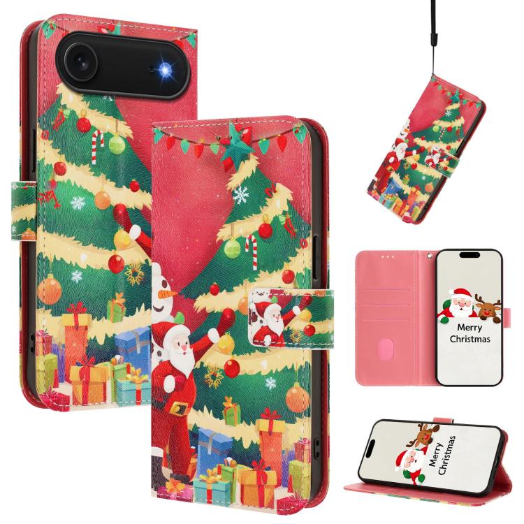 Weihnachtsserie Schnallen-Leder-Handyhülle mit Handschlaufe, Für iPhone 17e / 16e, Für iPhone 17 Pro Max, Für iPhone 17 Pro, Für iPhone 17, Für iPhone Air, Für iPhone 16 Pro Max, Für iPhone 16 Pro, Für iPhone 16 Plus
