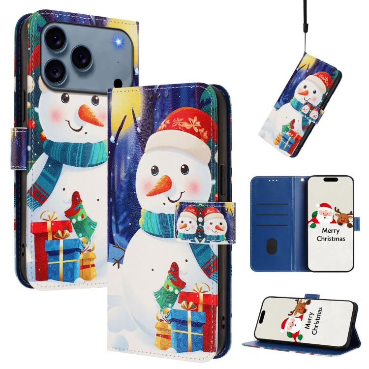 Weihnachtsserie Schnallen-Leder-Handyhülle mit Handschlaufe, Für iPhone 17e / 16e, Für iPhone 17 Pro Max, Für iPhone 17 Pro, Für iPhone 17, Für iPhone Air, Für iPhone 16 Pro Max, Für iPhone 16 Pro, Für iPhone 16 Plus