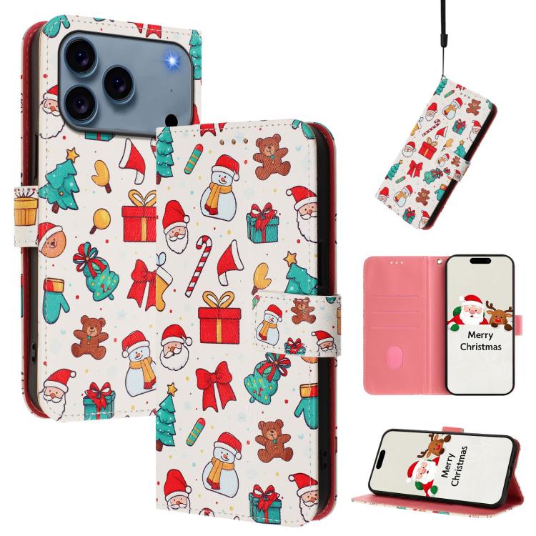 Weihnachtsserie Schnallen-Leder-Handyhülle mit Handschlaufe, Für iPhone 17e / 16e, Für iPhone 17 Pro Max, Für iPhone 17 Pro, Für iPhone 17, Für iPhone Air, Für iPhone 16 Pro Max, Für iPhone 16 Pro, Für iPhone 16 Plus