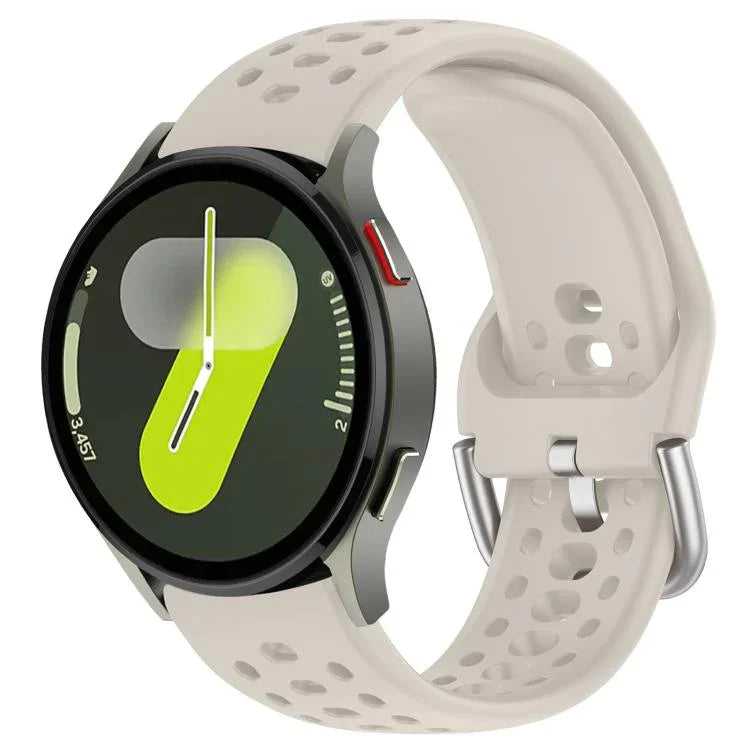 xDfind Silver Buckle Silicone Sport Watch Band, For Samsung Galaxy Watch 7 / 6 / 5 / FE