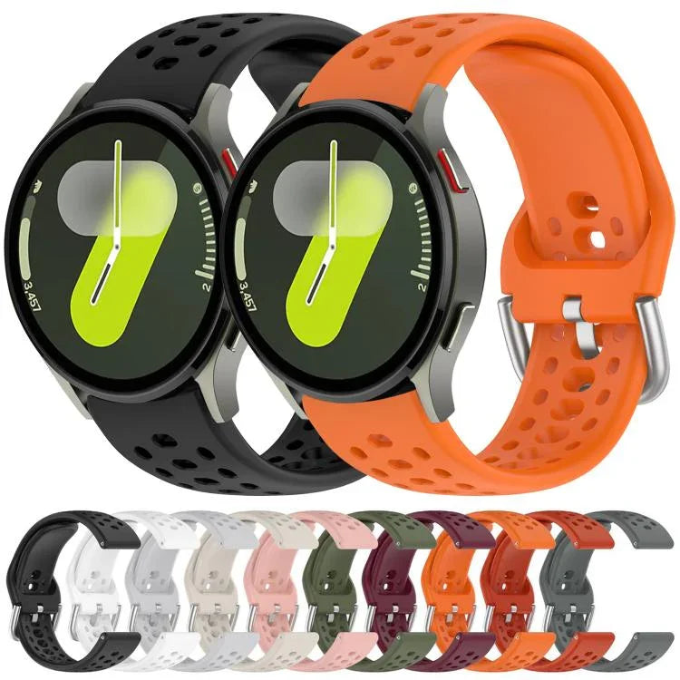 xDfind Silver Buckle Silicone Sport Watch Band, For Samsung Galaxy Watch 7 / 6 / 5 / FE