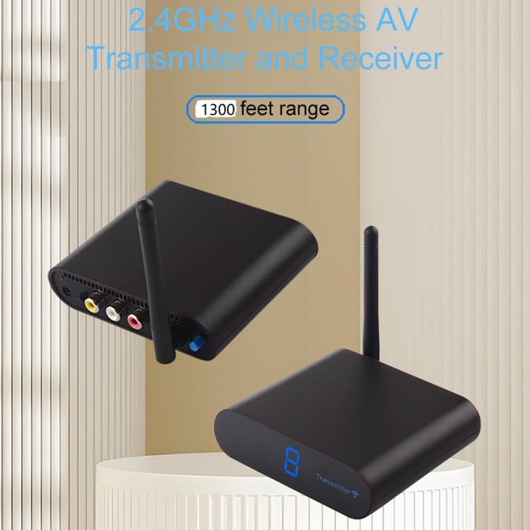 Measy AV240 2,4 GHz Drahtloser Audio-/Video-Sender und -Empfänger mit Infrarot-Rückführungsfunktion, Reichweite: 400 m, AV240 Schwarz