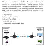 Measy AV540 5.8GHz Kabelloser Audio-/Video-Transmitter und -Receiver mit Infrarot-Rückführfunktion, Reichweite: 400m, AV540 Schwarz