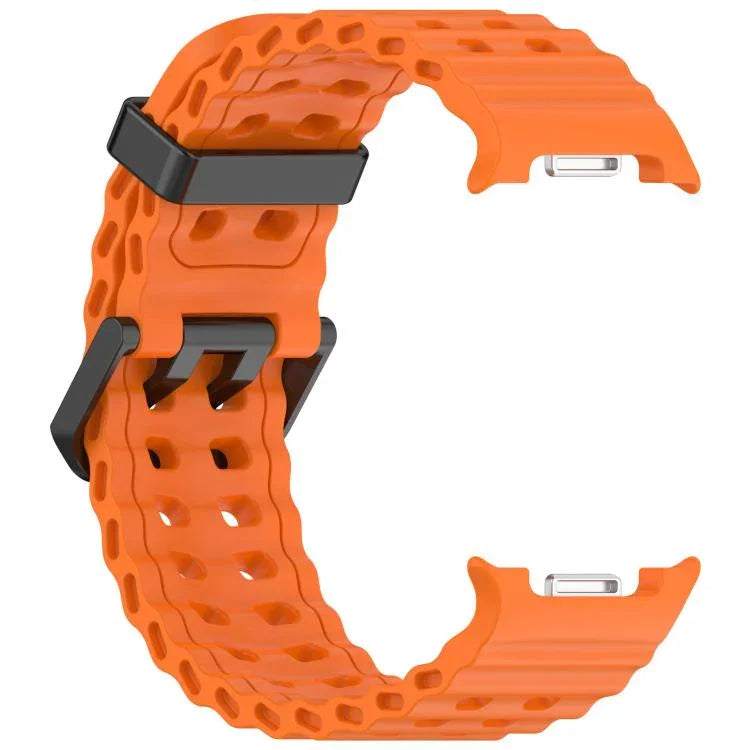 xDfind Black Buckle Ocean Solid Color Dual-row Hole Silicone Watch Band, For Samsung Galaxy Watch8 / 8 Classic