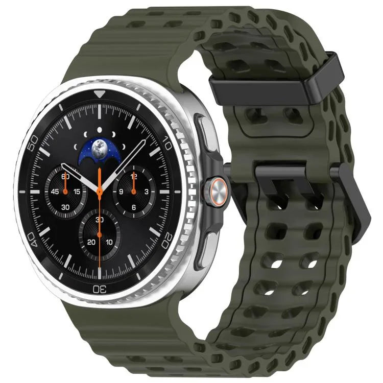 xDfind Black Buckle Ocean Solid Color Dual-row Hole Silicone Watch Band, For Samsung Galaxy Watch8 / 8 Classic